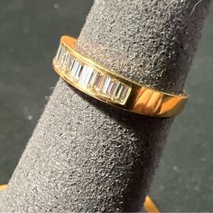 18k Yellow Gold Channel Set Baguette Diamond Eternity Band Ring Sz 5.75